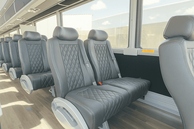 interior of Greenville Minibus Company charter bus