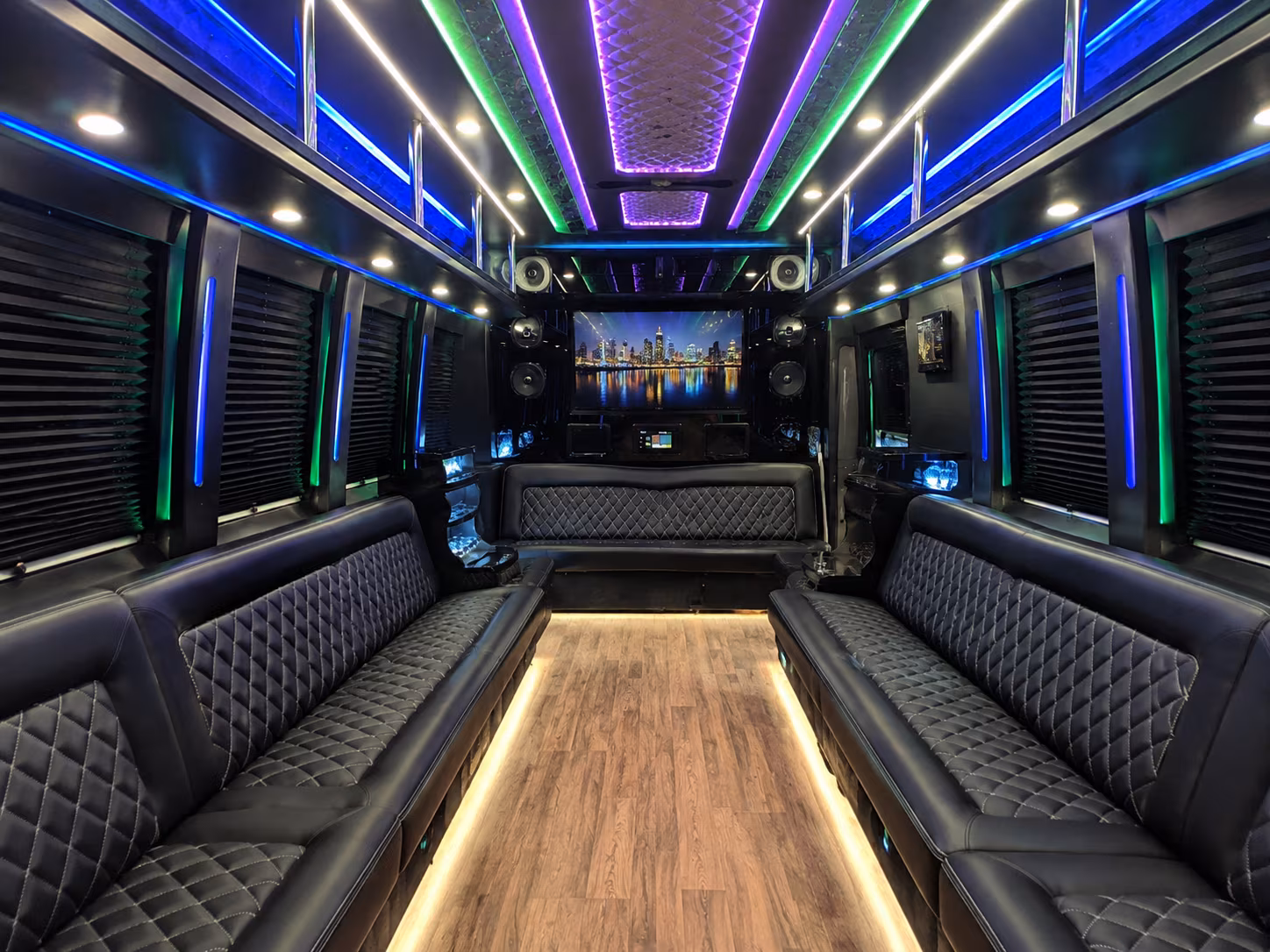 greenville 25 passenger party bus interior