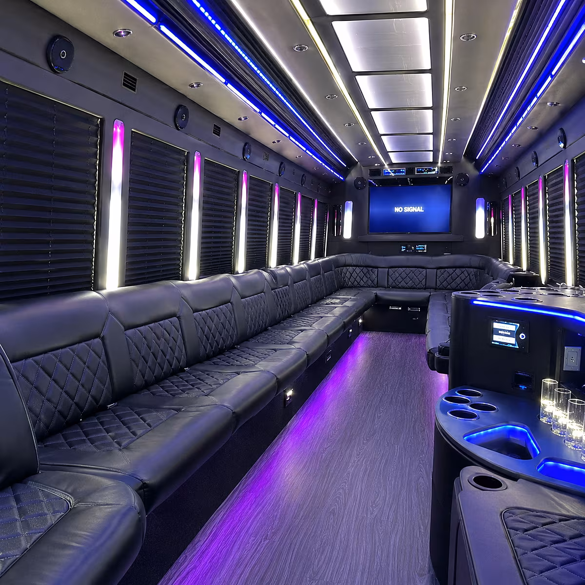 greenville 30 passenger party bus inside